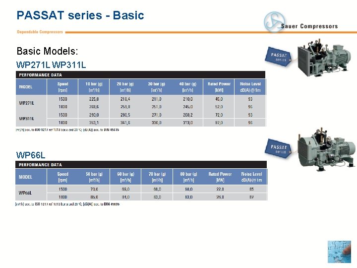 PASSAT series - Basic Models: WP 271 L WP 311 L WP 66 L