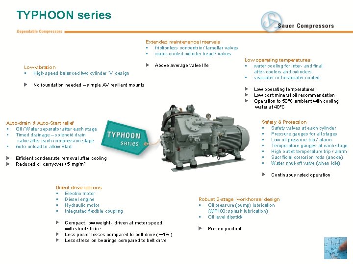 TYPHOON series Extended maintenance intervals § frictionless concentric / lamellar valves § water-cooled cylinder