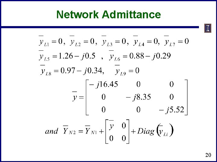 Network Admittance 20 Network Admittance 20
