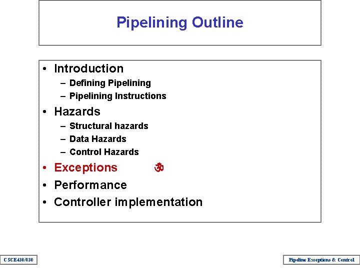 Pipelining Outline • Introduction – Defining Pipelining – Pipelining Instructions • Hazards – Structural