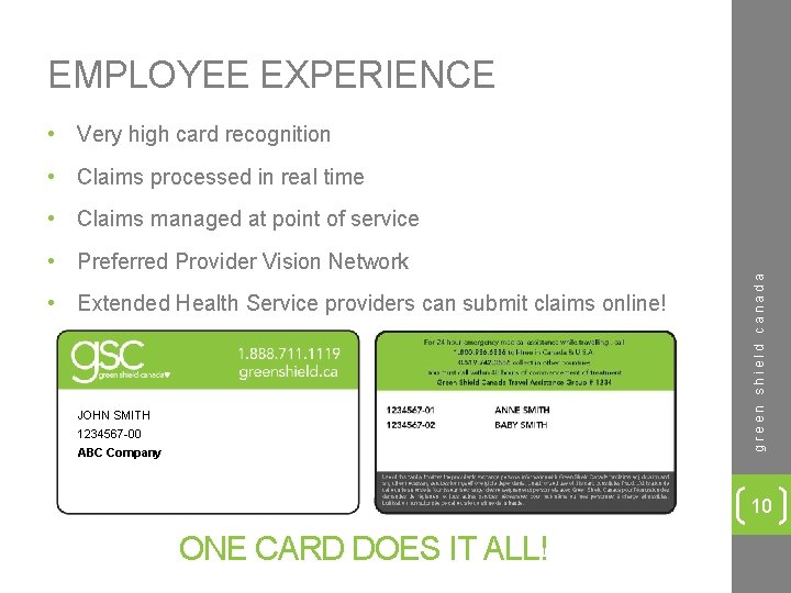 EMPLOYEE EXPERIENCE • Very high card recognition • Claims processed in real time •