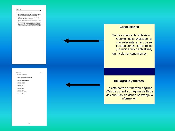 Conclusiones Se da a conocer la síntesis o resumen de lo analizado, la más