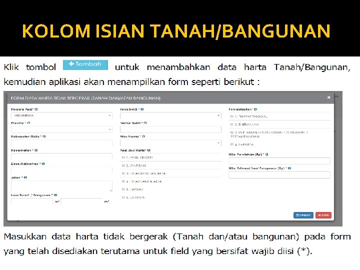 KOLOM ISIAN TANAH/BANGUNAN 