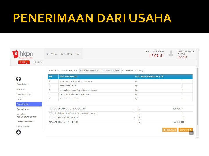 PENERIMAAN DARI USAHA 