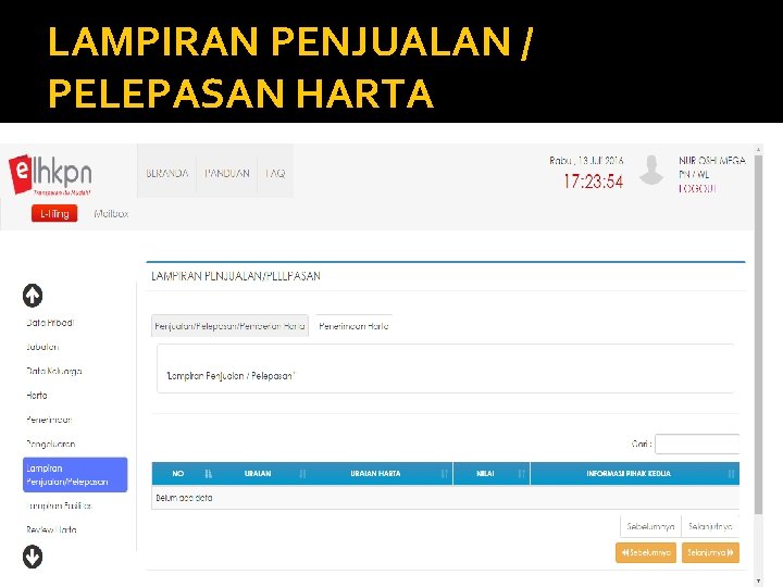LAMPIRAN PENJUALAN / PELEPASAN HARTA 