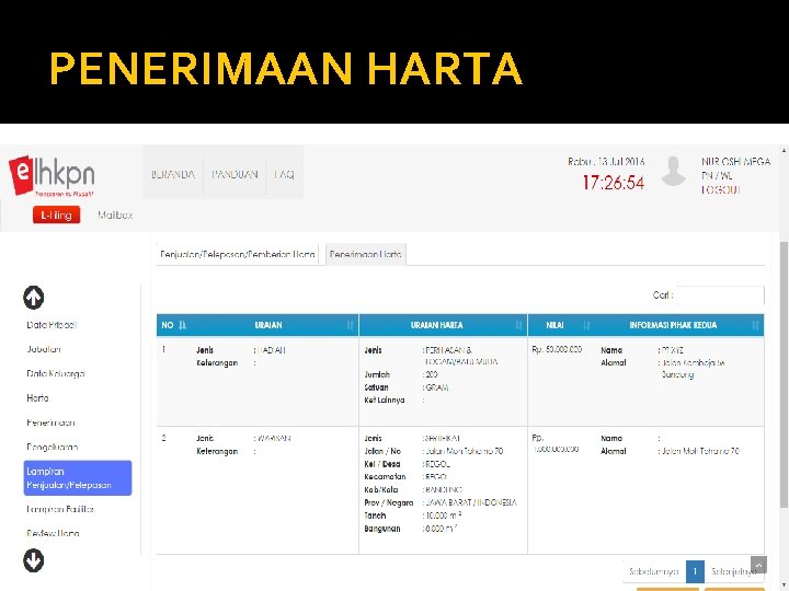 PENERIMAAN HARTA 