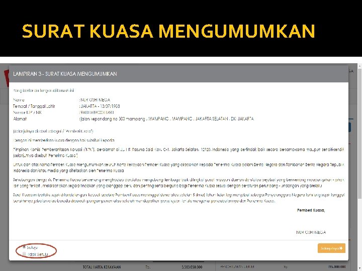 SURAT KUASA MENGUMUMKAN 