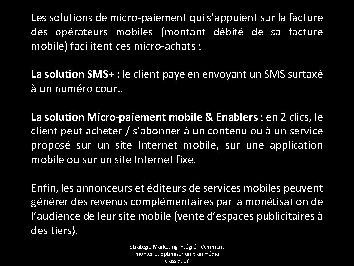 Les solutions de micro-paiement qui s’appuient sur la facture des opérateurs mobiles (montant débité