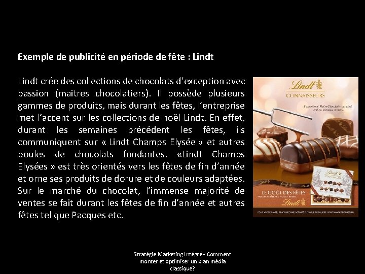 Exemple de publicité en période de fête : Lindt crée des collections de chocolats