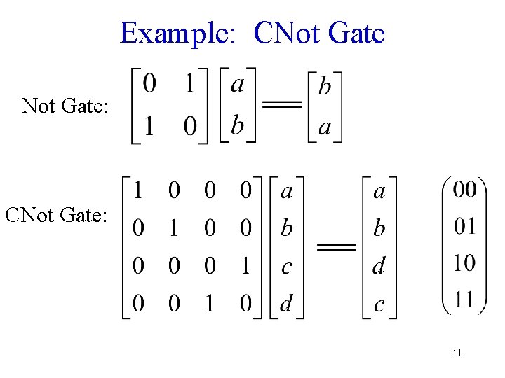 Example: CNot Gate: CNot Gate: 11 