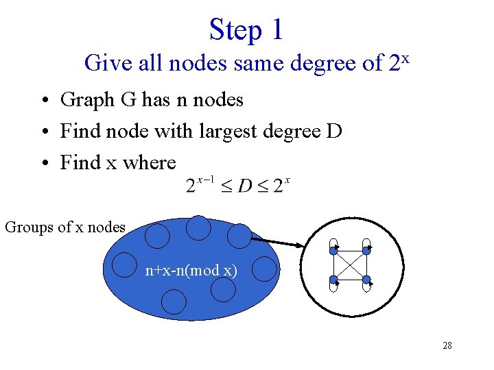 Step 1 Give all nodes same degree of 2 x • Graph G has