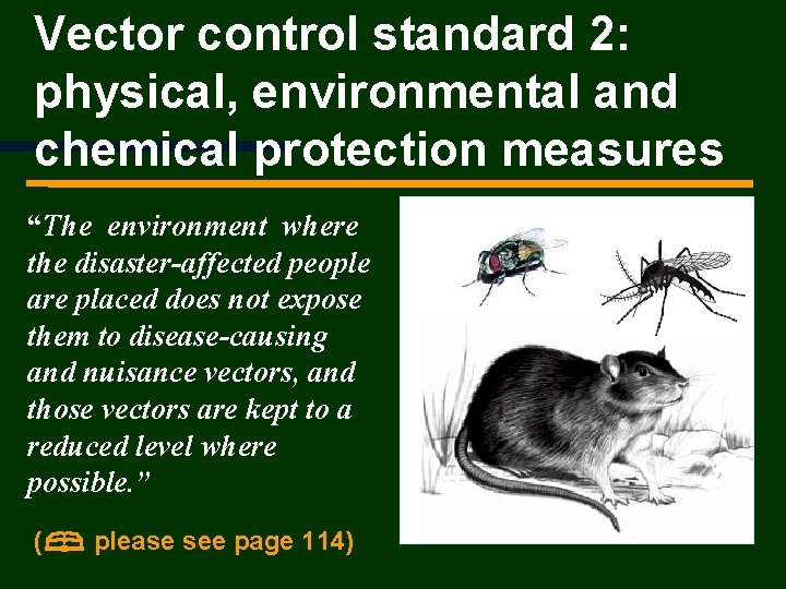 Vector control standard 2: physical, environmental and chemical protection measures “The environment where the