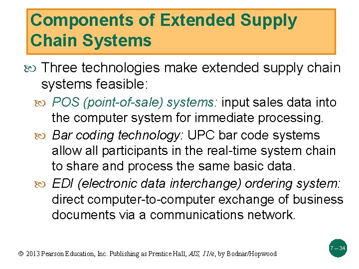 Components of Extended Supply Chain Systems Three technologies make extended supply chain systems feasible: