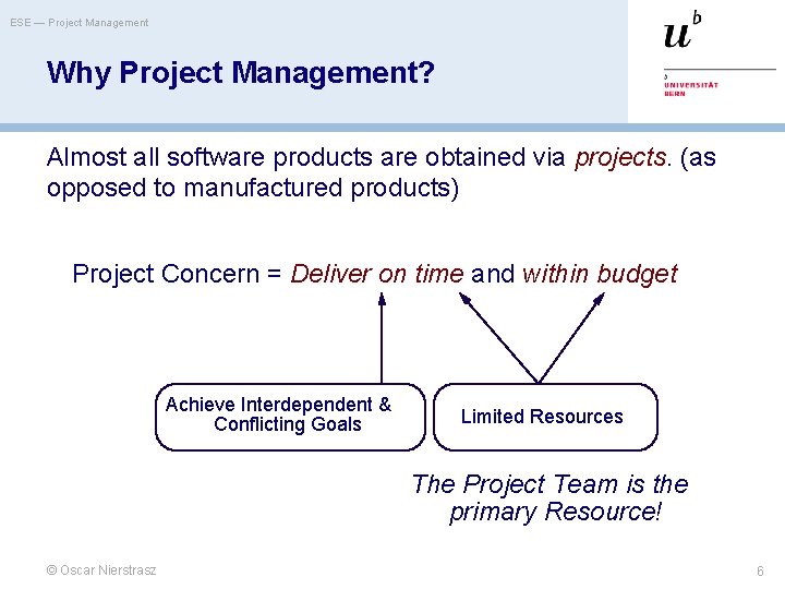 ESE — Project Management Why Project Management? Almost all software products are obtained via