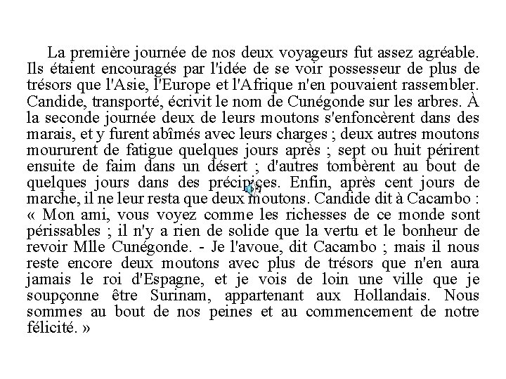 La première journée de nos deux voyageurs fut assez agréable. Ils étaient encouragés par