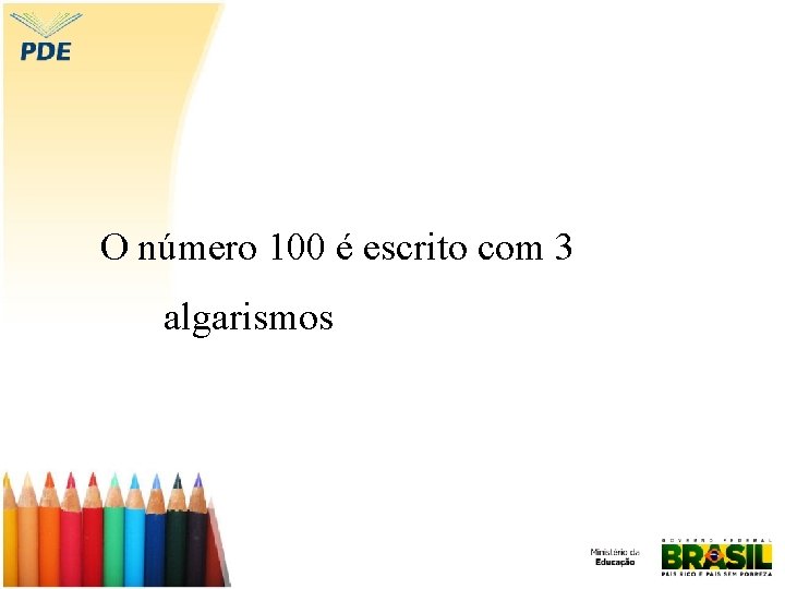 O número 100 é escrito com 3 algarismos 