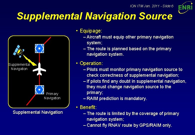 ION ITM Jan. 2011 - Slide 6 Supplemental Navigation Source • Equipage: – Aircraft