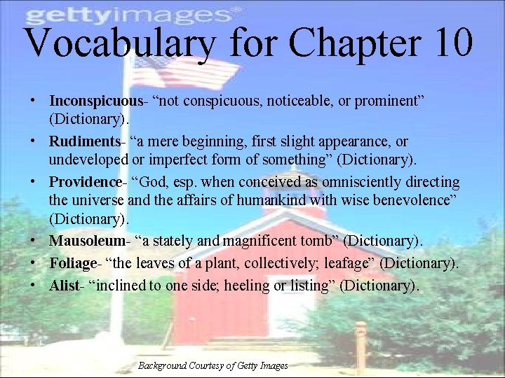 Vocabulary for Chapter 10 • Inconspicuous- “not conspicuous, noticeable, or prominent” (Dictionary). • Rudiments-