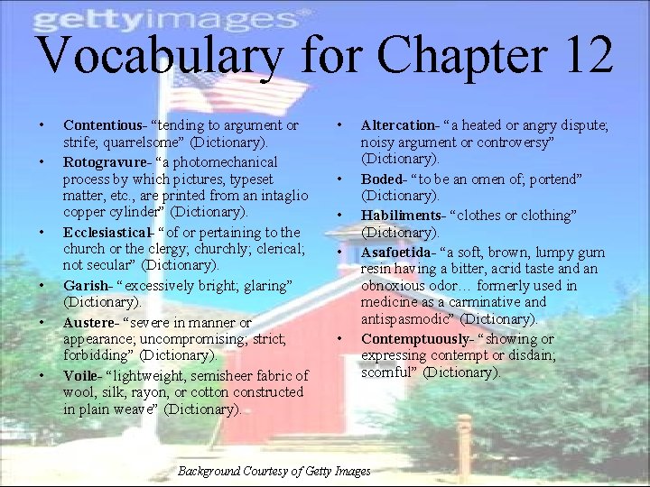 Vocabulary for Chapter 12 • • • Contentious- “tending to argument or strife; quarrelsome”