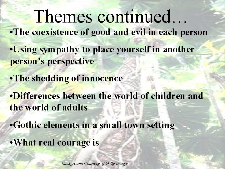 Themes continued… • The coexistence of good and evil in each person • Using