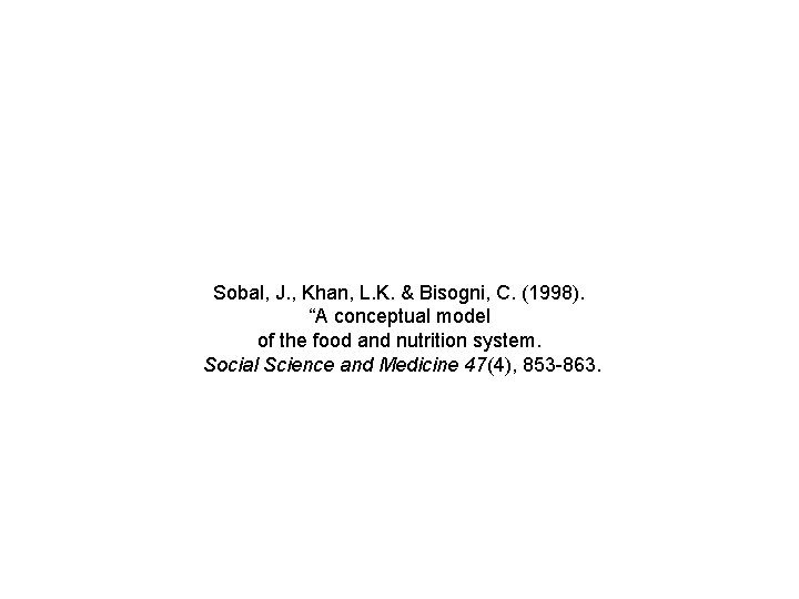 Sobal, J. , Khan, L. K. & Bisogni, C. (1998). “A conceptual model of