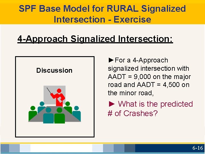 SPF Base Model for RURAL Signalized Intersection - Exercise 4 -Approach Signalized Intersection: Discussion