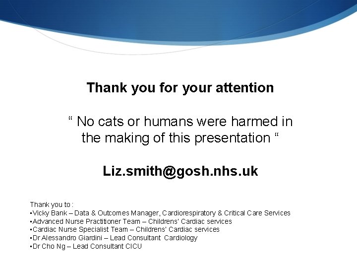 Thank you for your attention “ No cats or humans were harmed in the