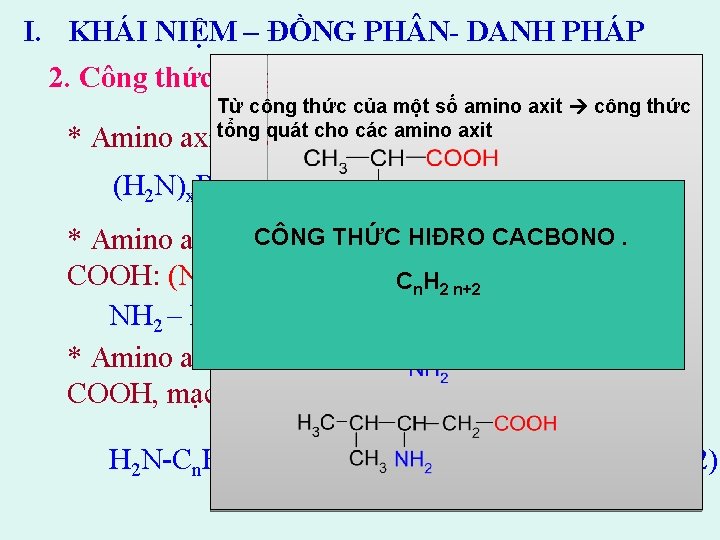 I. KHÁI NIỆM – ĐỒNG PH N- DANH PHÁP 2. Công thức tổng quát