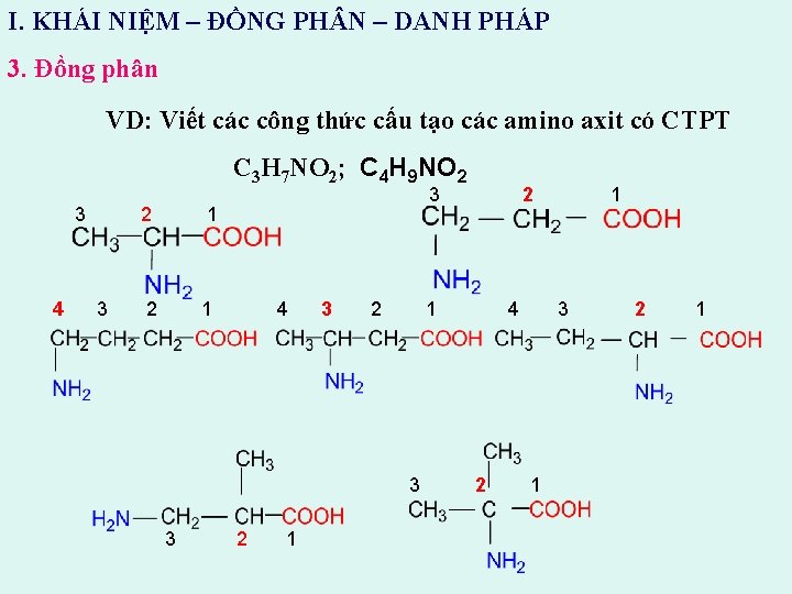 I. KHÁI NIỆM – ĐỒNG PH N – DANH PHÁP 3. Đồng phân VD: