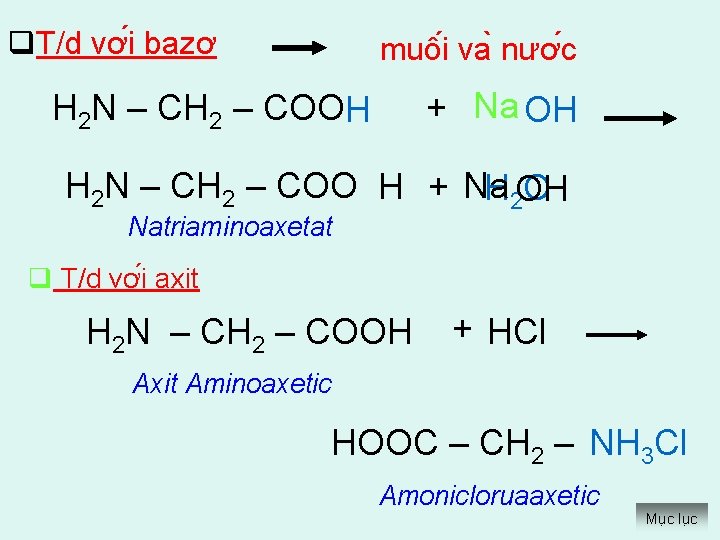 q. T/d vơ i bazơ muô i va nươ c + Na OH H