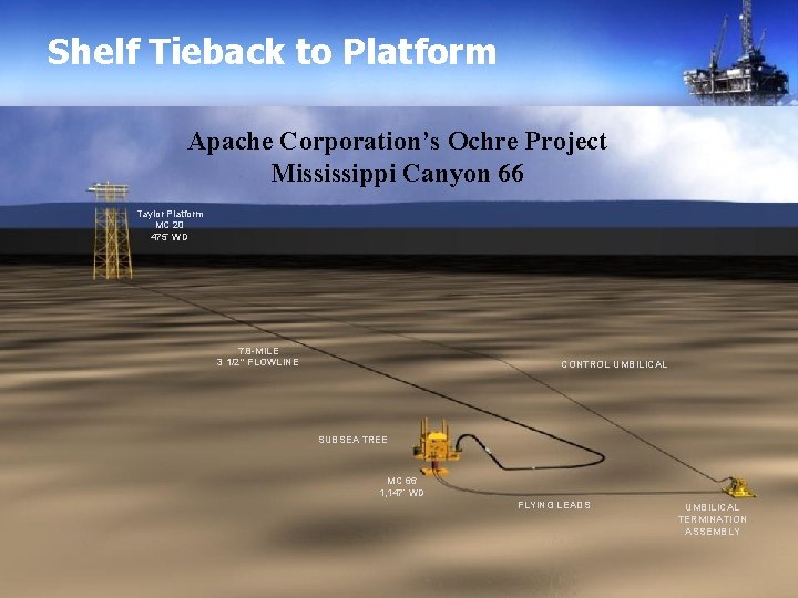 Shelf Tieback to Platform Apache Corporation’s Ochre Project Mississippi Canyon 66 Taylor Platform MC