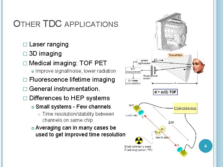 OTHER TDC APPLICATIONS � Laser ranging � 3 D imaging � Medical imaging: TOF