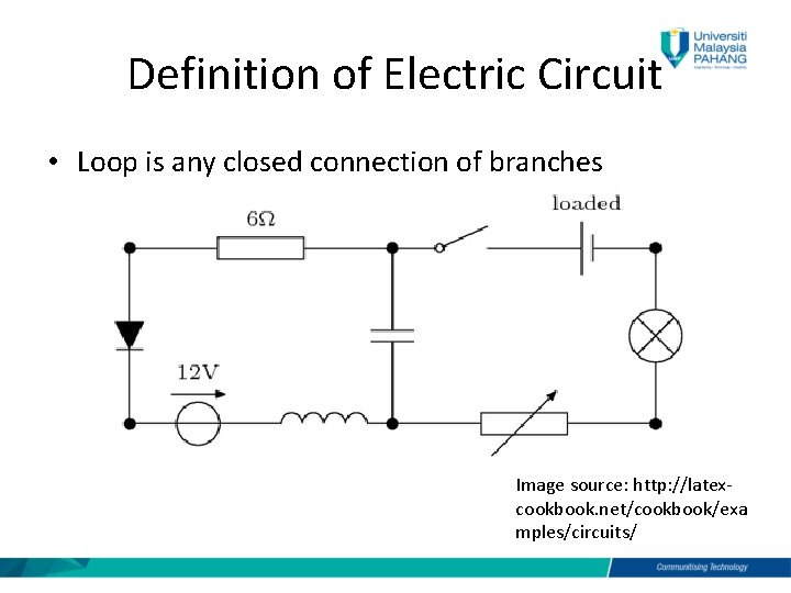 Definition of Electric Circuit • Loop is any closed connection of branches Image source: