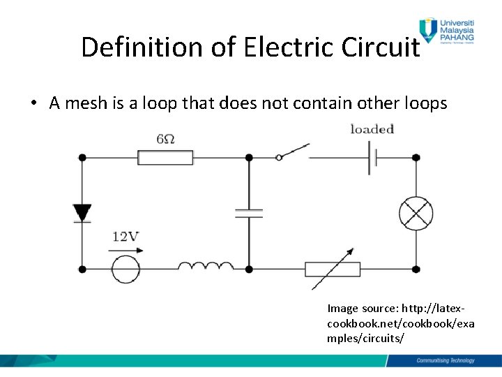Definition of Electric Circuit • A mesh is a loop that does not contain