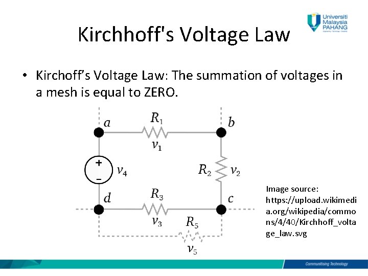 Kirchhoff's Voltage Law • Kirchoff’s Voltage Law: The summation of voltages in a mesh