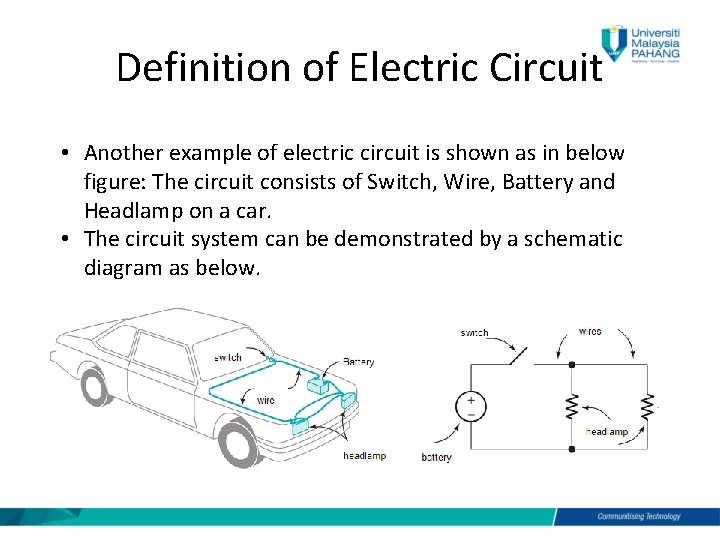 Definition of Electric Circuit • Another example of electric circuit is shown as in