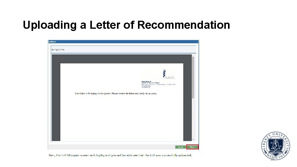 Uploading a Letter of Recommendation 15 