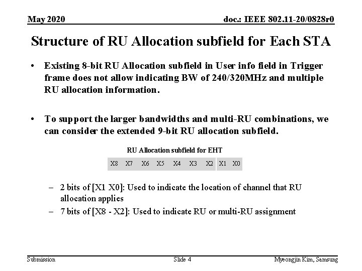 May 2020 doc. : IEEE 802. 11 -20/0828 r 0 Structure of RU Allocation