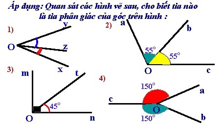 Áp dụng: Quan sát các hình vẽ sau, cho biết tia nào là tia