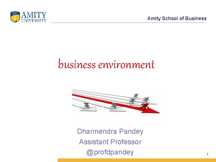 Amity School of Business business environment Dharmendra Pandey Assistant Professor @profdpandey 1 