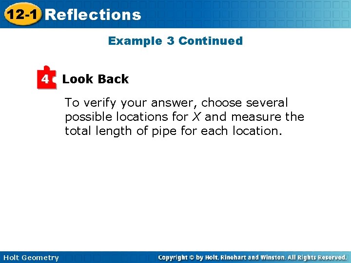12 -1 Reflections Example 3 Continued 4 Look Back To verify your answer, choose