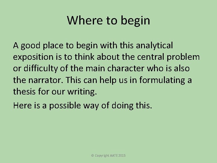 Where to begin A good place to begin with this analytical exposition is to Where to begin A good place to begin with this analytical exposition is to