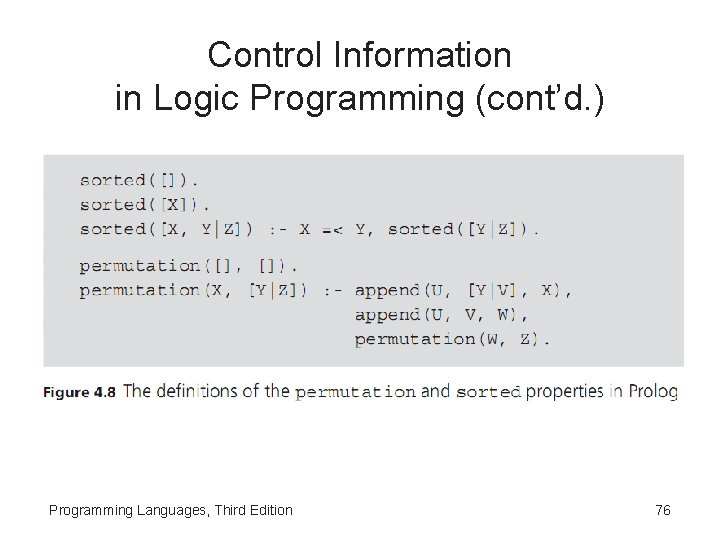 Control Information in Logic Programming (cont’d. ) Programming Languages, Third Edition 76 