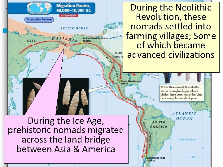 Title n Text During the Ice Age, prehistoric nomads migrated across the land bridge