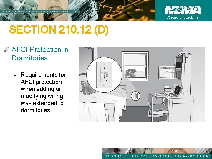 75 years of excellence SECTION 210. 12 (D) AFCI Protection in Dormitories – Requirements