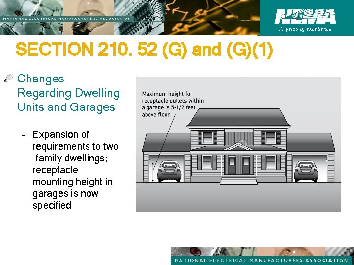 75 years of excellence SECTION 210. 52 (G) and (G)(1) Changes Regarding Dwelling Units