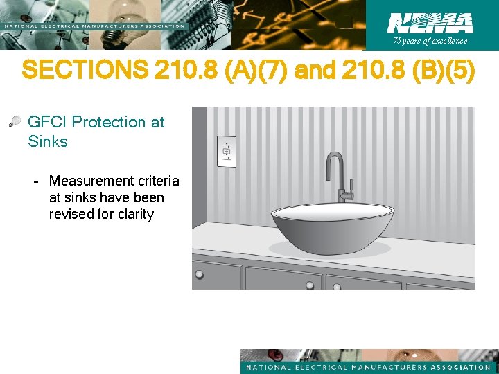 75 years of excellence SECTIONS 210. 8 (A)(7) and 210. 8 (B)(5) GFCI Protection