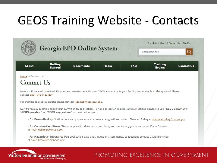GEOS Training Website - Contacts 