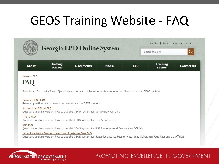 GEOS Training Website - FAQ 