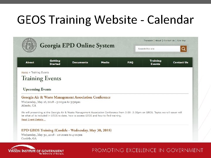 GEOS Training Website - Calendar 